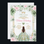 Grüne und rosa Blumenmatte am 16. Geburtstag Einladung<br><div class="desc">Sage Green & Pink Floral Mis Quince 16. Geburtstag Einladung Mis Quince 15 Anos,  16. Geburtstag Schmetterling.</div>