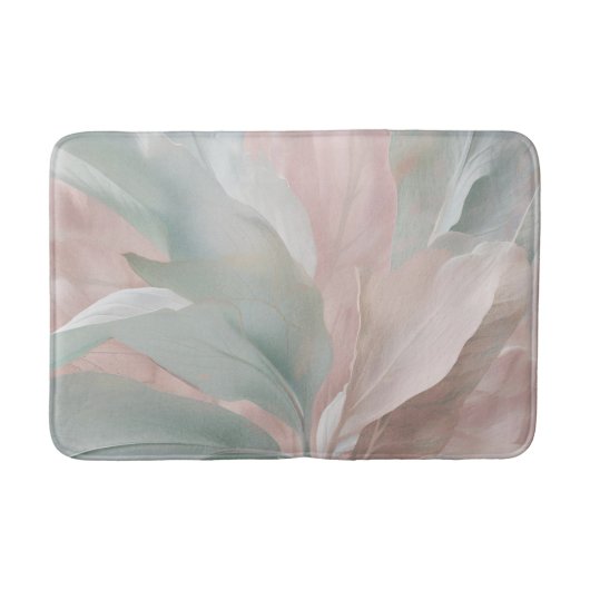 Grüne und rosa Botanische Printwerbung mit Minze Badematte (Vorderseite)