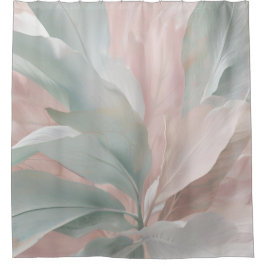 Grüne und rosa Botanische Printwerbung mit Minze Duschvorhang