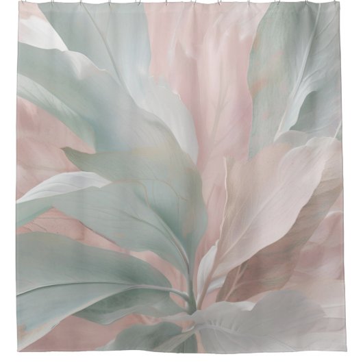 Grüne und rosa Botanische Printwerbung mit Minze Duschvorhang (Vorderseite)