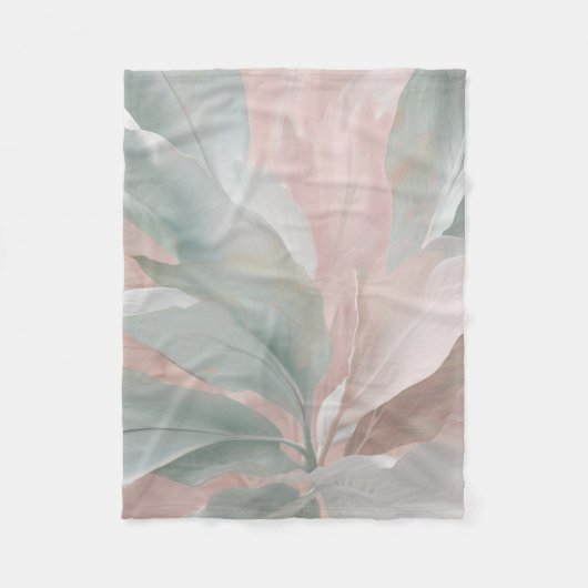 Grüne und rosa Botanische Printwerbung mit Minze Fleecedecke (Vorderseite)