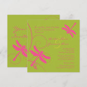 Grüne und rosa Drachenfliege Einladung (Vorne/Hinten)