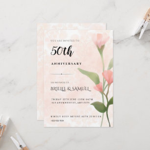 Grüne und rosa Flora 50. Hochzeitstag Einladung