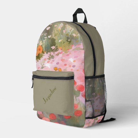 Grüne und rosa Frühlingshintergrund Bedruckter Rucksack (Rückseitige Ecke Rechts)