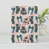 Grüne und rosa Geschenke Einladung (Stehend Vorderseite)