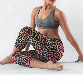 Grüne und rosa Giraffe Safari Print Leggings