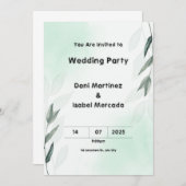 Grüne und rosa Hochzeit Einladung (Vorne/Hinten)