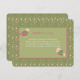 Grüne und rosa Niedliche Vogelbücher für Kinder Begleitkarte
