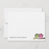 Grüne und rosa Owls Hochzeit (Vorderseite)