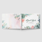 Grüne und rosa rosa Botanische Hochzeit Gästebuch (Voll)