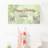 Grüne und rosa Rosen Personalisierter Glückwunsch  Banner (Insitu)