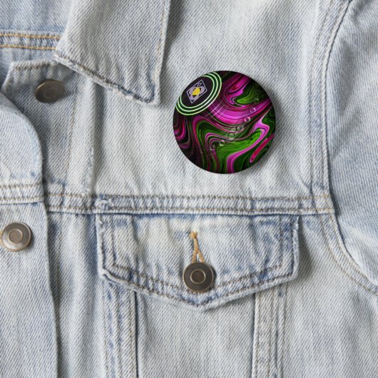 Grüne und rosa Schüssel, runde Abzeichen Button (Beispiel)