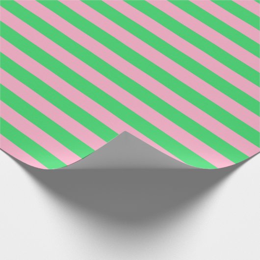 Grüne und rosa Streifen Geschenkpapier (Ecke)