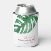 Grüne und rosa Tropische Monstera Bachelorette Dosenkühler (Kanne Vorderseite)