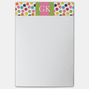 Grüne und rosa Tupfen-Monogramm-Post-Itanmerkung Post-it Klebezettel