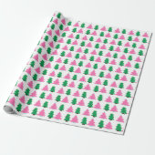Grüne und rosa Weihnachtsbäume Geschenkpapier (Ungerollt)