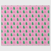 Grüne und rosa Weihnachtsbäume Geschenkpapier (Flach)