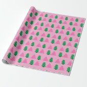 Grüne und rosa Weihnachtsbäume Geschenkpapier (Ungerollt)