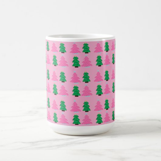 Grüne und rosa Weihnachtsbäume Kaffeetasse (Mittel)