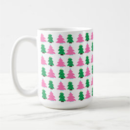 Grüne und rosa Weihnachtsbäume Kaffeetasse