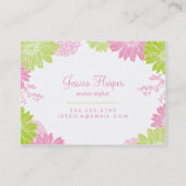 Grüne und rosafarbene moderne Blumenkästen Visitenkarte (Rückseite)