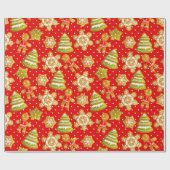 GRÜNE UND ROTE CHRISTMAS COOKIES & GINGERBREAD MÄN GESCHENKPAPIER (Flach)