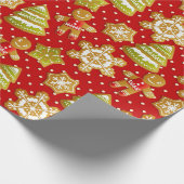 GRÜNE UND ROTE CHRISTMAS COOKIES & GINGERBREAD MÄN GESCHENKPAPIER (Ecke)