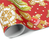 GRÜNE UND ROTE CHRISTMAS COOKIES & GINGERBREAD MÄN GESCHENKPAPIER (Rolleneckpunkt)