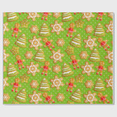 GRÜNE UND ROTE CHRISTMAS COOKIES & GINGERBREAD MÄN GESCHENKPAPIER (Flach)