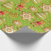 GRÜNE UND ROTE CHRISTMAS COOKIES & GINGERBREAD MÄN GESCHENKPAPIER (Ecke)
