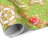 GRÜNE UND ROTE CHRISTMAS COOKIES & GINGERBREAD MÄN GESCHENKPAPIER (Rolleneckpunkt)