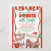 Grüne und rote Donuts mit Weihnachtsmann Einladung (Vorderseite)
