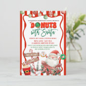 Grüne und rote Donuts mit Weihnachtsmann Einladung (Stehend Vorderseite)