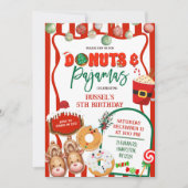 Grüne und rote Donuts und Pyjama-Geburtstag Einladung (Vorderseite)