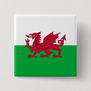 Grüne und rote Flagge von Wales mit Dragon Button