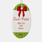 Grüne und rote kundenspezifische Wishlist Keramik Ornament (Rechts)