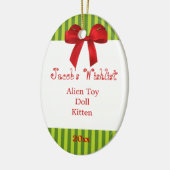 Grüne und rote kundenspezifische Wishlist Keramik Ornament (Links)