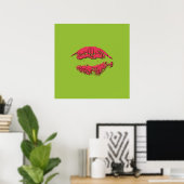 Grüne und rote küssende Lippen Poster (Heimbüro)
