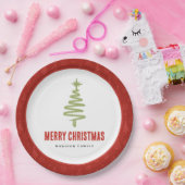 Grüne und rote Minimale Weihnachtsbaumfamilie Urla Pappteller (Party)