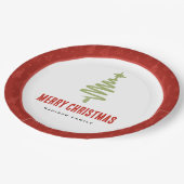 Grüne und rote Minimale Weihnachtsbaumfamilie Urla Pappteller (Schrägansicht)