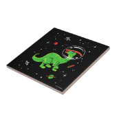 Grüne und rote Parasaurolophus Dinos im Weltraum Fliese (Seite)