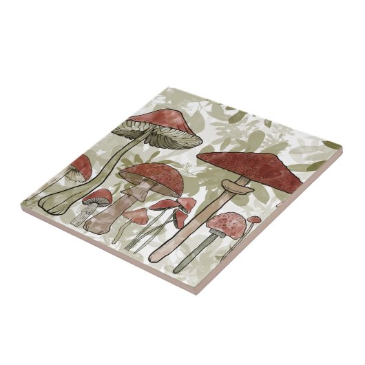 Grüne und rote Pilze Fliese (Seite)