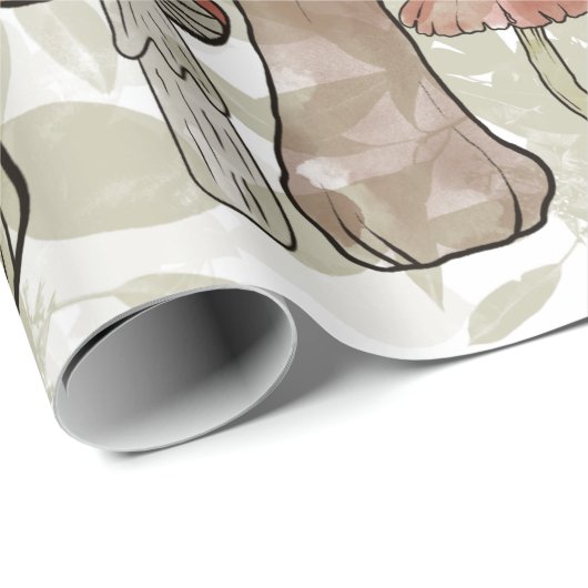 Grüne und rote Pilze Geschenkpapier (Rolleneckpunkt)