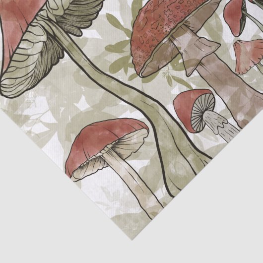 Grüne und rote Pilze Seidenpapier (Ausschnitt)