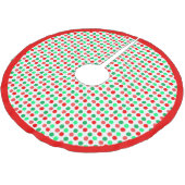 Grüne und rote Polka Punkte auf weißem Hintergrund Polyester Weihnachtsbaumdecke (Schrägansicht)