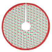 Grüne und rote Polka Punkte auf weißem Hintergrund Polyester Weihnachtsbaumdecke (Vorderseite)