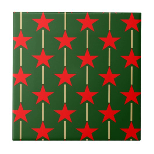 Grüne und rote Stars Fliese (Vorderseite)