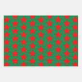 Grüne und rote Stars Geschenkpapier Set (Vorderseite 3)