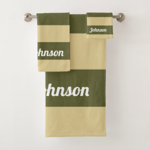 Grüne und rote Streifen Badhandtuch Set