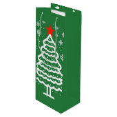 Grüne und rote Weihnachten Geschenktüte Für Weinflaschen (Vorderseite Schrägansicht)